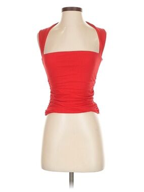Abercrombie & Fitch Red Square Neck Ruched Tank Top